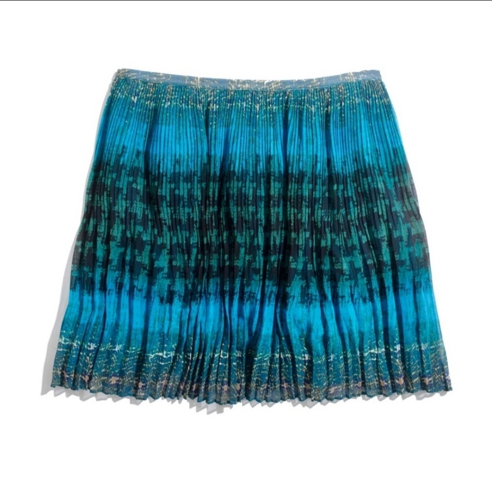 Madewell Multi-Print Pleated Mini Skirt in Blue - Size 8
